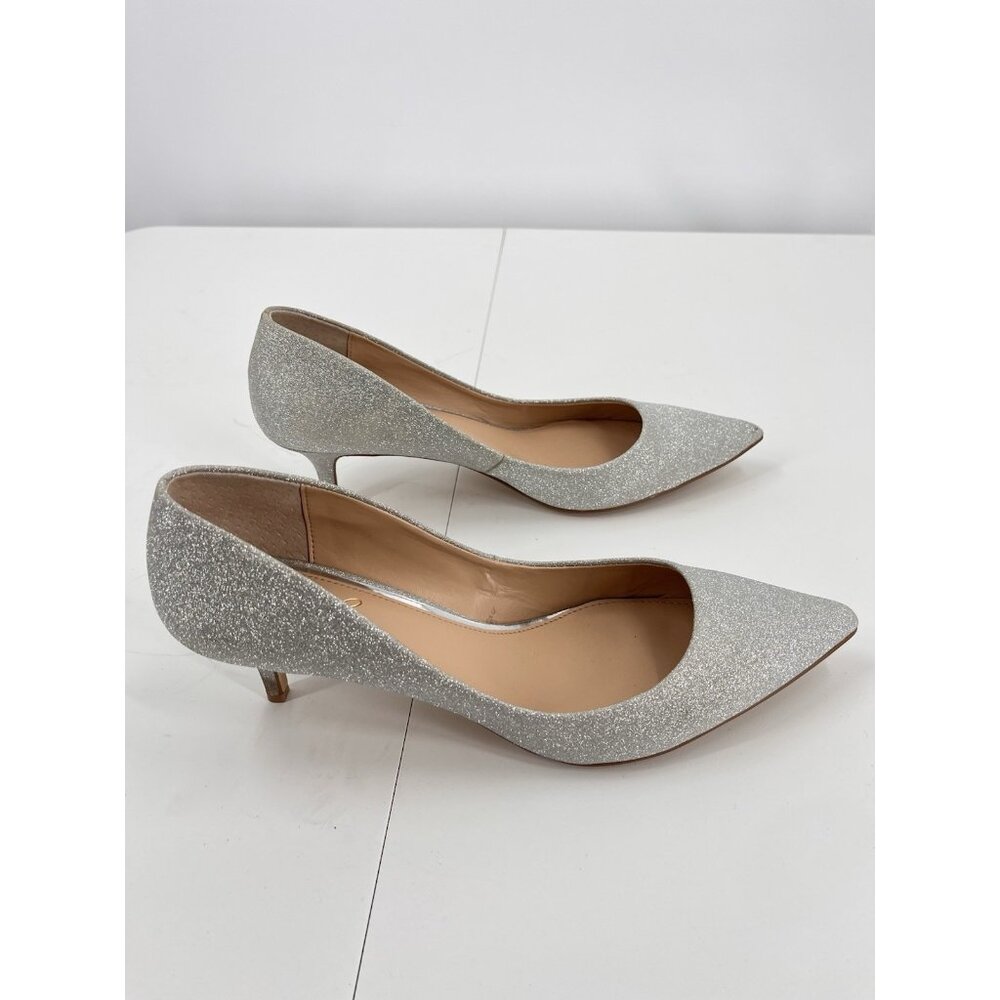 JEWEL BADGLEY MISCHKA Women's Sparkly Silver Kitten Heel Pointed Toe Shoes US 11 - Picture 5 of 8